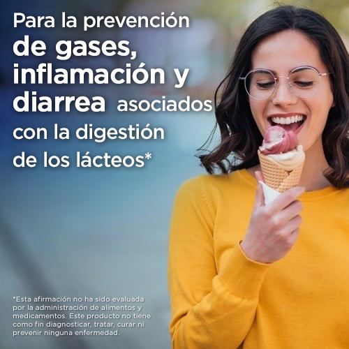Las pastillas LACTAID Fast Act previenen la inflamación por gases y la diarrea asociadas con la digestión de los lácteos