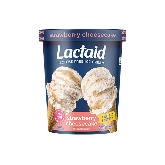 LACTAID® Strawberry Cheesecake Ice Cream front of package