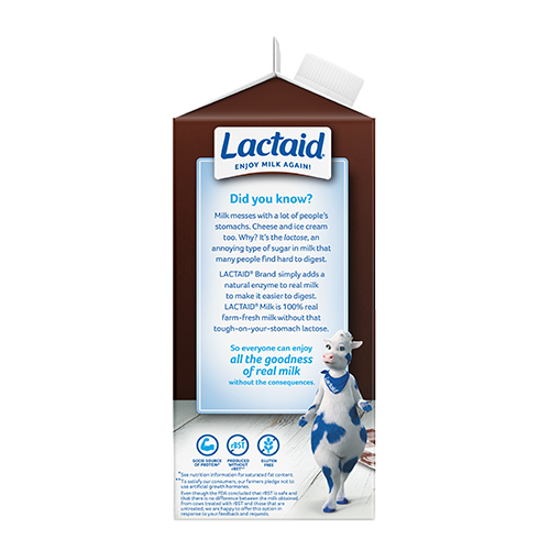 Lateral izquierdo de la leche Lactaid con chocolate