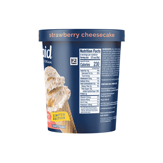 LACTAID® Lactose-Free Strawberry Cheesecake Ice Cream left side of package