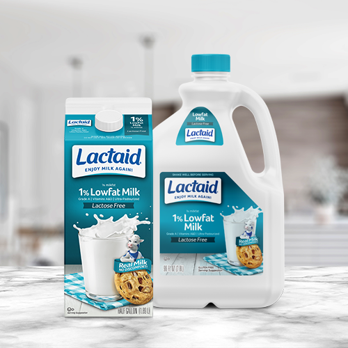 Lactaid lowfat 1% lactose free milk in various sizes