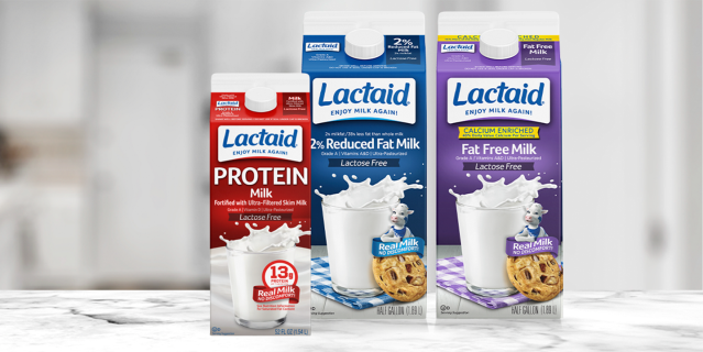 Diversos envases de leche LACTAID sin lactosa