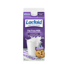 Frente del envase de leche LACTAID sin grasa