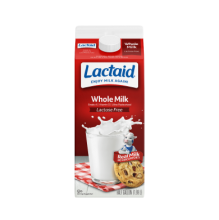 Frente del envase de leche LACTAID entera con contenido alto de proteínas