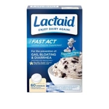 Lactaid Fast Act Chewables lactase enzyme supplement tablets front of pack